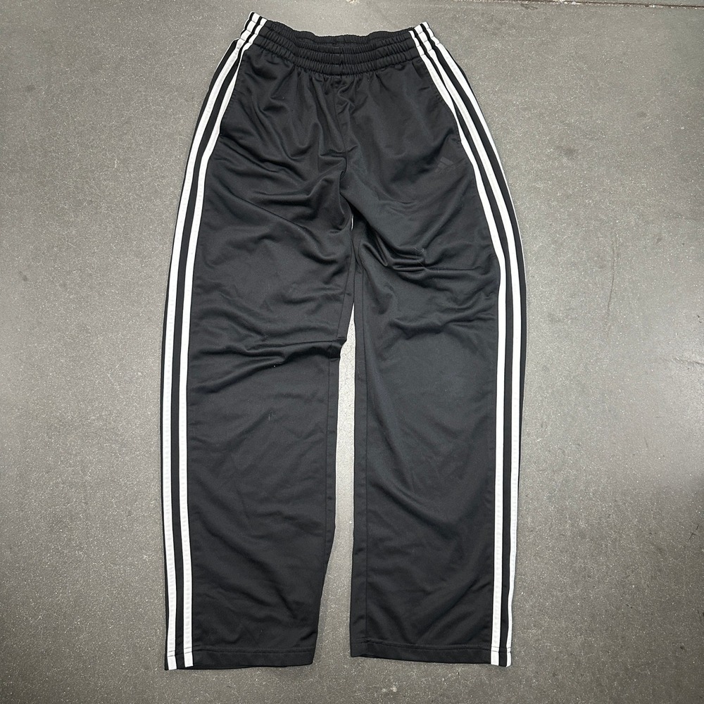 Adidas Mens Black White 3 Stripe Track Pants XL-18 BM84JY Athletic Training